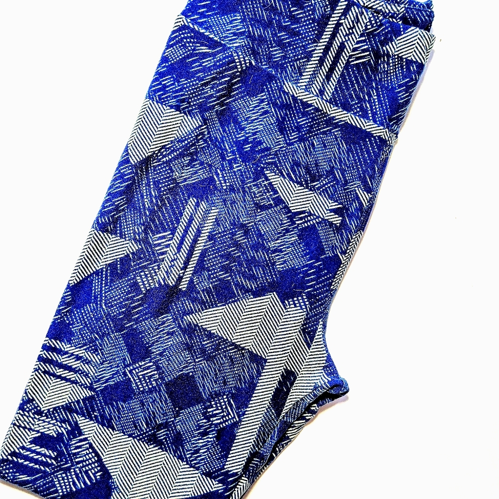 Blue & Gray Geometric LulaRoe One Size Leggings